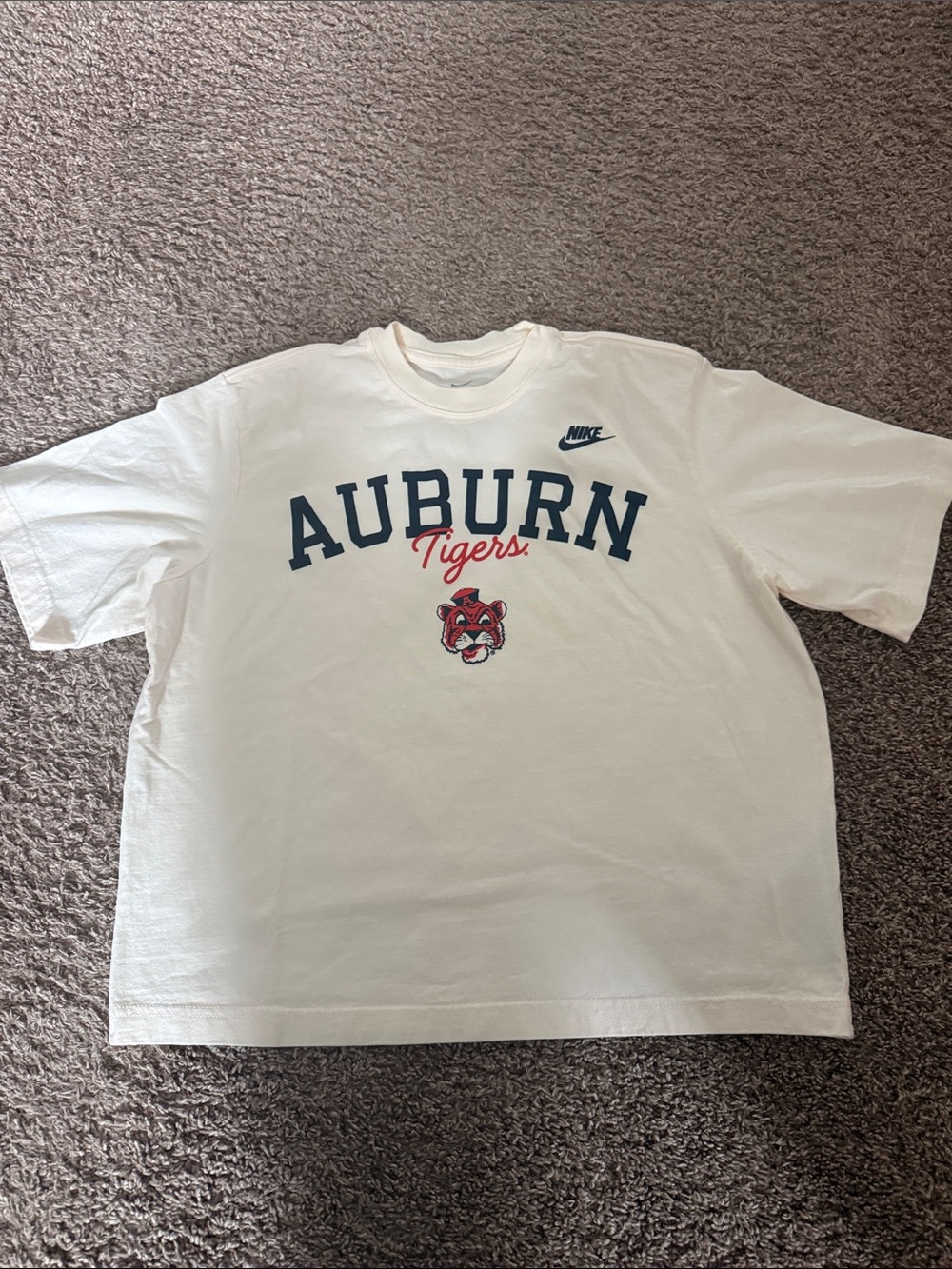Nike White Auburn Tigers Graphic T-Shirt with Navy & Orange Details